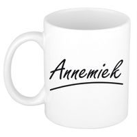 Naam cadeau mok / beker Annemiek met sierlijke letters 300 ml - thumbnail