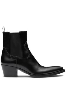 Prada bottines chelsea en cuir à effet brodé - Noir