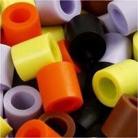 NABBI Strijkkralen, afm 10x10 mm, gatgrootte 5,5 mm, jumbo, herfst mix, 2450 div/ 1 emmer