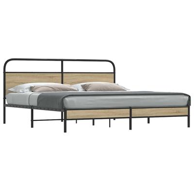 Bedframe zonder matras metaal gerookt eikenkleurig 183x213 cm