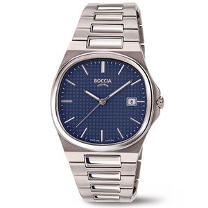 Boccia 3657-02 Horloge titanium zilverkleurig-blauw 37 mm