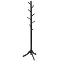 Kapstok met 8 Haken 175 cm Kledingstandaard van Hout in Hoogte Verstelbaar Jasstandaard voor Slaapkamer Woonkamer Grijs/Bruin/Zwart