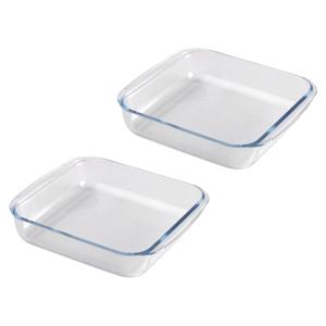 Chef Traiteur Ovenschaal van borosilicaat glas - 2x - vierkant - 1.8 Liter - 24 x 22 x 6 cm