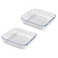 Chef Traiteur Ovenschaal van borosilicaat glas - 2x - vierkant - 1.8 Liter - 24 x 22 x 6 cm - thumbnail