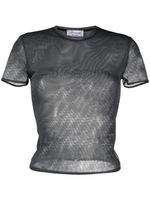 Blumarine t-shirt en résille à logo strassé - Gris Blumarine t-shirt en résille à logo strassé - Gris