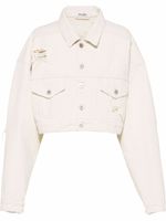 Miu Miu veste crop en jean - Blanc