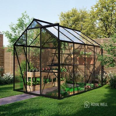 Royal Well Kate 2 tuinkas met veiligheidsglas en fundering - zwart Royal Well Kate 2 tuinkas met veiligheidsglas en fundering - zwart