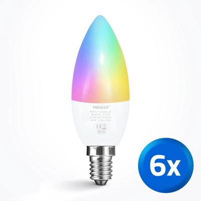 Wifi led kaarslamp RGBWW 4w e14 fitting voordeelset van 6 Wifi led kaarslamp RGBWW 4w e14 fitting voordeelset van 6