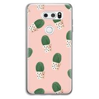 Cactusprint roze: LG V30 Transparant Hoesje