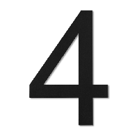 LIROdesign huisnummer 4 zwart - 30 cm - per stuk
