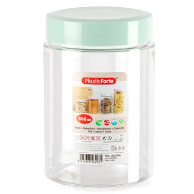 Voorraadpot/bewaarpot - 800 ml - kunststof - mint groen- B10 x H15 cm