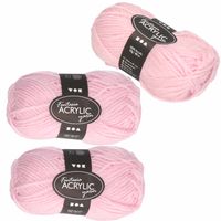 3x stuks roze acryl garen 80 meter - thumbnail