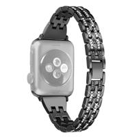 Kleurrijke diamant roestvrijstaal horlogebandje voor Apple horloge serie 4 & 3 & 2 & 1 38 mm & 40mm (zwart)