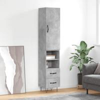 Hoge kast 34,5x34x180 cm bewerkt hout betongrijs