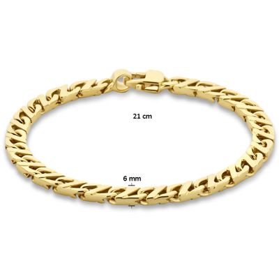Armband Fantasieschakel geelgoud massief 6 mm 21 cm