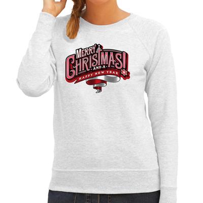 Merry Christmas Kersttrui sweater - voor dames - grijs - Kerstdiner kleding