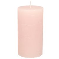 Stompkaars/cilinderkaars - licht roze - 7 x 13 cm - rustiek model - thumbnail
