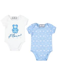 Philipp Plein Junior lot deux bodies à logo imprimé - Blanc