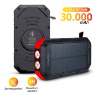 Lideka Solar Powerbank Charger - 4x USB - USB C - Snel & Draadloos Opladen? - 30.000 mAh - thumbnail