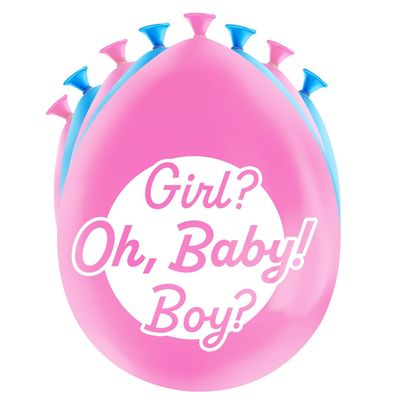 8x stuks Gender reveal party ballonnen - roze/blauw - latex - ca 30 cm