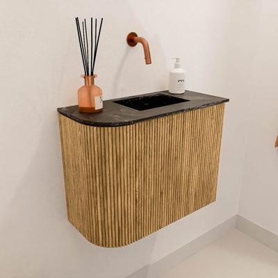Toiletmeubel Mondiaz Joya Dlux | 51.6 cm | Meubelkleur Oak | Faye wastafel Lava Wasbak Rechts | Zonder kraangat(en)