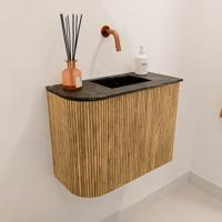 Toiletmeubel Mondiaz Joya Dlux | 51.6 cm | Meubelkleur Oak | Faye wastafel Lava Wasbak Rechts | Zonder kraangat(en)