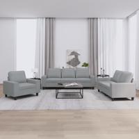 3-delige Loungeset stof lichtgrijs