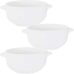 Set van 4x stuks kleine ovenschaaltjes wit van porselein 10 cm rond