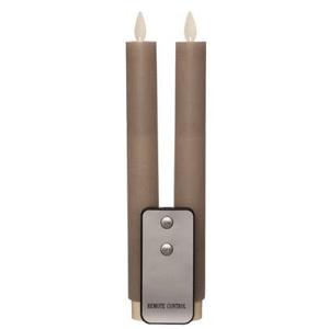 Anna Collection LED dinerkaarsen - 2x st - taupe kleur - 23 cm