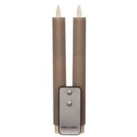 Anna Collection LED dinerkaarsen - 2x st - taupe kleur - 23 cm