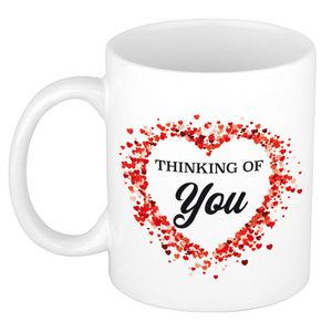 Thinking of you kado mok / beker met hartjes - Cadeau mok