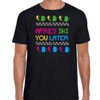 Apres ski t-shirt voor heren - apres ski you later - zwart - kleurrijk - wintersport - thumbnail