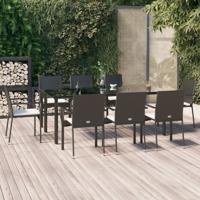9-delige Tuinset poly rattan zwart