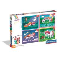 CLEMENTONI - 4 in 1 Puzzel - Een Dag met Eenhoorns