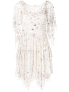 Jenny Packham robe en tulle à ornements en cristal - Blanc