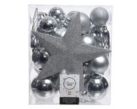 Kerstboomversiering Mix 33 st. - Zilver - Decoris Kerstboomversiering Mix 33 st. - Zilver - Decoris