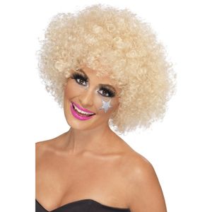 Afro verkleedpruik - blond - voor dames - Seventies thema