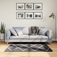 Vloerkleed shaggy hoogpolig modern 120x120 cm zwart en crme - thumbnail