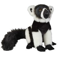 Pluche zwart/witte vari/maki aap knuffel - 28 cm - apen speelgoed dieren - thumbnail
