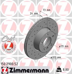 Remschijf SPORT REMSCHIJF COAT Z ZIMMERMANN, Remschijftype: Binnen geventileerd, u.a. für BMW