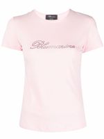 Blumarine t-shirt en coton à ornements strassés - Rose