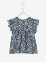 Baby T-shirt met bloemenprint marineblauw met print - thumbnail