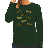 Foute kersttrui/sweater voor dames - Ho Ho Ho - groen - glitter goud - thumbnail