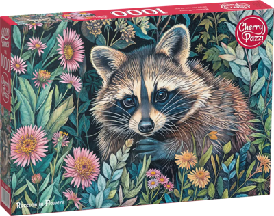 Raccoon in Flowers Puzzel 1000 Stukjes