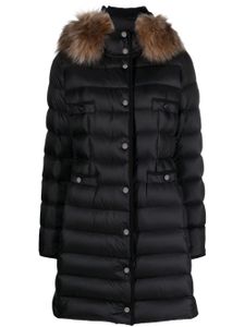 Moncler shearling-trim hooded quilted coat - Noir