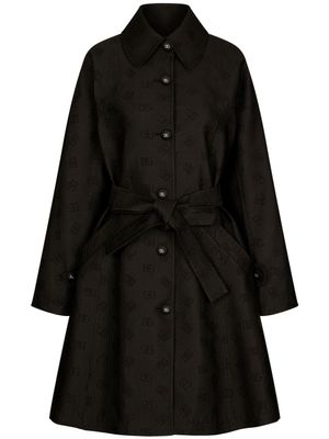 Dolce & Gabbana manteau ceinturé à logo DG - Noir