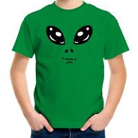 Alien gezicht fun verkleed t-shirt groen voor kinderen - thumbnail