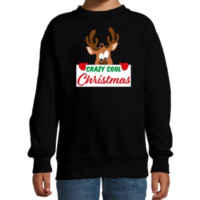 Crazy cool Christmas Kerstsweater / Kersttrui zwart voor kinderen Crazy cool Christmas Kerstsweater / Kersttrui zwart voor kinderen