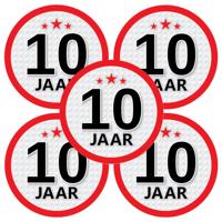 10 jaar leeftijd sticker - 5x - rond - Dia 15 cm - 10 jaar verjaardag - jubileum - leeftijd versieri