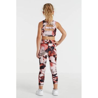 ONLY PLAY Girls cropped sporttop Jabina roze/zwart